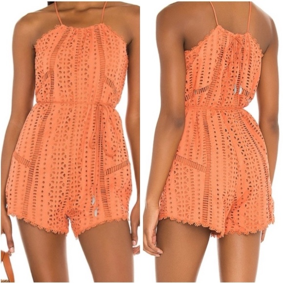 Amuse Society Boho Eyelet Woven Tina Romper in Desert Rose - Picture 1 of 15